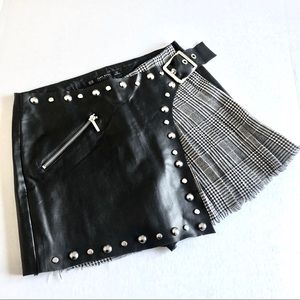 Zara Basic Collection Faux Leather & Plaid Skort